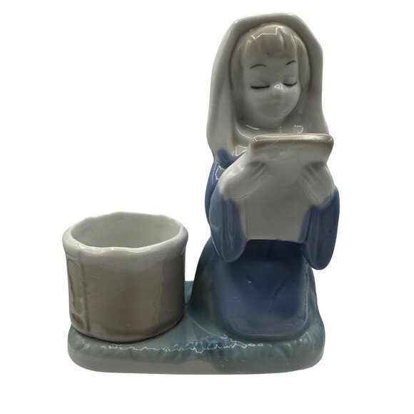 Vintage Child Girl Kneeling Praying Reading Candle Holder 1983 Action Industries - Picture 1 of 5